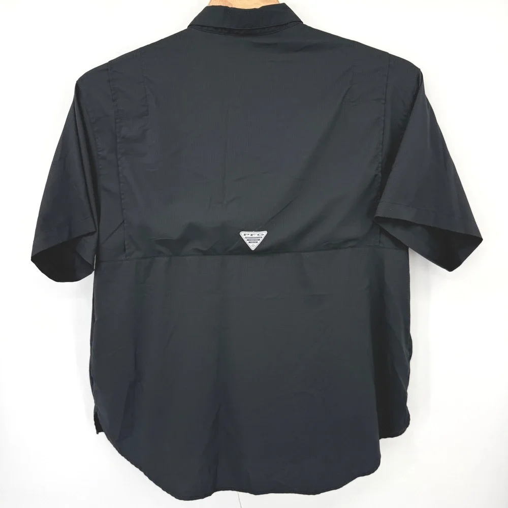 Columbia Fishing Shirt Men XXL Black Silver Ridge Lite PFG XM7101 Ripstop Short